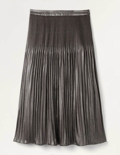 Cassidy Pleated Skirt - Pewter Metallic Cassidy Pleated Skirt - Pewter Metallic