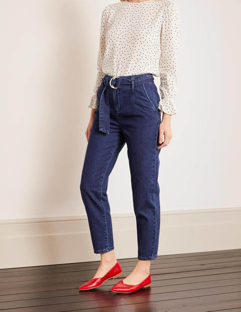 Belted Tapered Leg Jeans - Mid Vintage Belted Tapered Leg Jeans - Mid Vintage