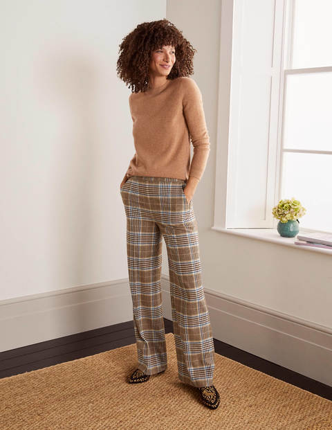Wesley Wool Trousers - Brown and Coral Check