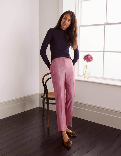 Pantalon Kennford en tweed - Chevrons rose