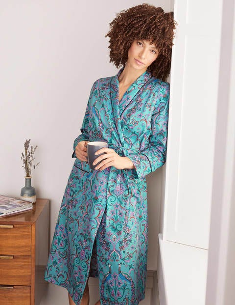 Janie Dressing Gown - Frost, Fanciful Peacock Janie Dressing Gown - Frost, Fanciful Peacock