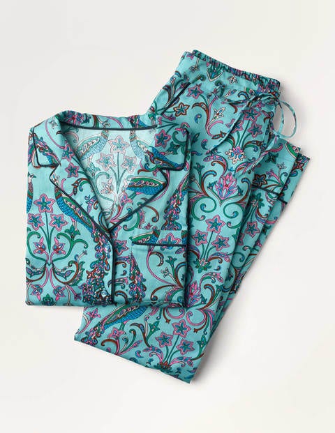 Janie Pajama Shirt - Frost, Fanciful Peacock Janie Pajama Shirt - Frost, Fanciful Peacock
