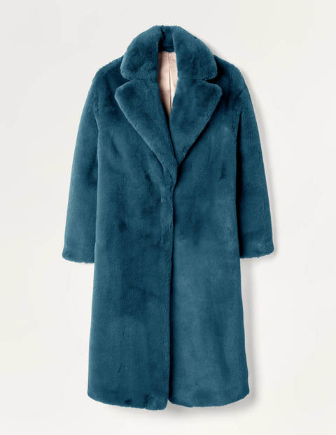 Manteau Kenilworth en fausse fourrure - Bleu sarcelle profond Manteau Kenilworth en fausse fourrure - Bleu sarcelle profond