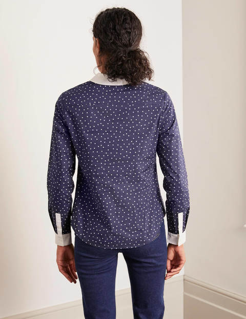 Modernes klassisches Hemd - Französisches Navy, Polka-Tupfen Modernes klassisches Hemd - Französisches Navy, Polka-Tupfen