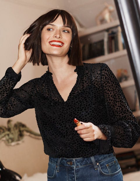 Evangeline Blouse - Black, Dalmatian Dot Evangeline Blouse - Black, Dalmatian Dot