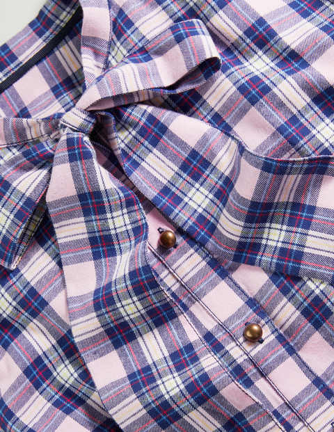 Chemise Susannah à col lavallière - Carreaux rose clair et ivoire Chemise Susannah à col lavallière - Carreaux rose clair et ivoire