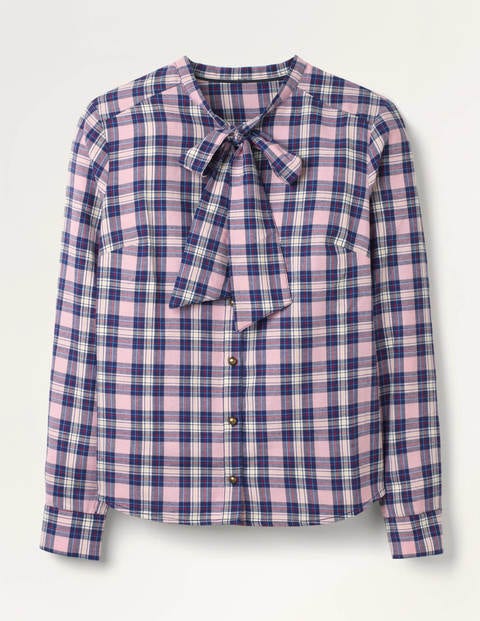 Chemise Susannah à col lavallière - Carreaux rose clair et ivoire Chemise Susannah à col lavallière - Carreaux rose clair et ivoire