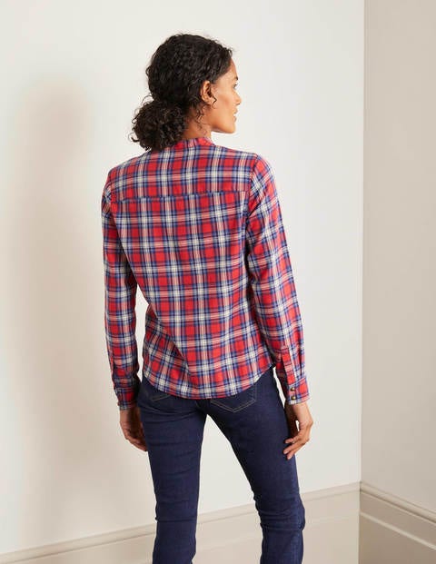Susannah Bow Neck Shirt - Red and Ivory Check Susannah Bow Neck Shirt - Red and Ivory Check