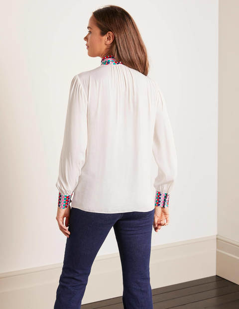 Grace Tie Neck Shirt - Ivory, Scallop Eccentric Grace Tie Neck Shirt - Ivory, Scallop Eccentric