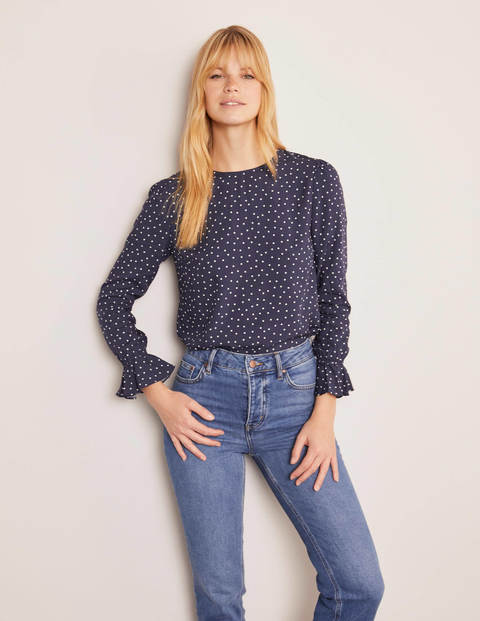Francesca Top - Navy, Polka Dot Medium Francesca Top - Navy, Polka Dot Medium