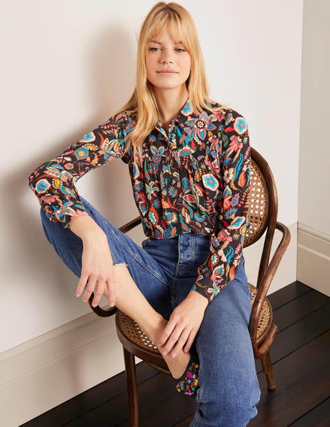 Chemise Penelope à smocks - Black, Garden Chintz Chemise Penelope à smocks - Black, Garden Chintz