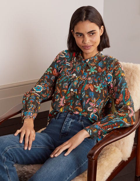 Chemise Penelope à smocks - Black, Garden Chintz Chemise Penelope à smocks - Black, Garden Chintz