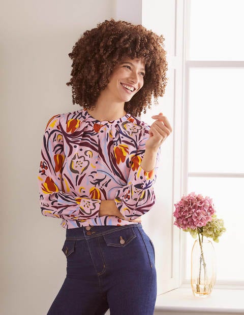 Lottie Silk Blouse - Soft Peony, Painted Snowdrop Lottie Silk Blouse - Soft Peony, Painted Snowdrop