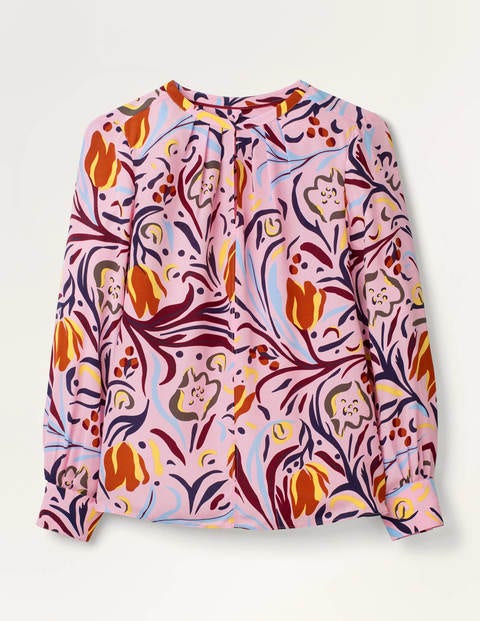Lottie Silk Blouse - Soft Peony, Painted Snowdrop Lottie Silk Blouse - Soft Peony, Painted Snowdrop