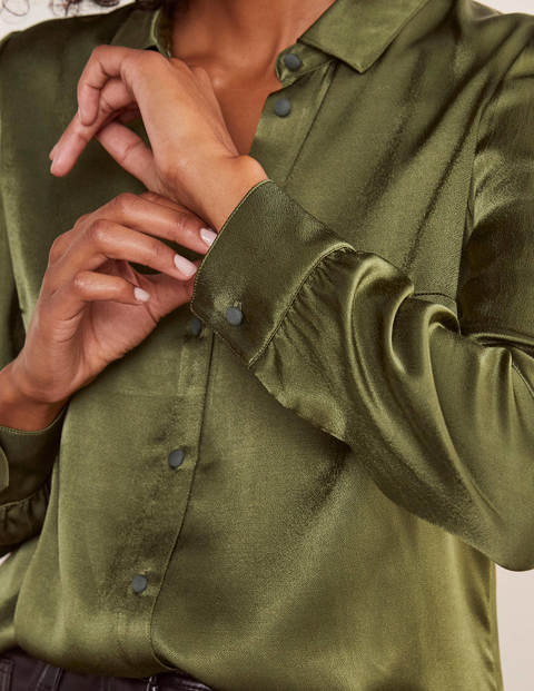Eliza Satin Shirt - Oregano Eliza Satin Shirt - Oregano