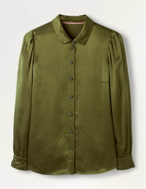 Eliza Satin Shirt - Oregano Eliza Satin Shirt - Oregano