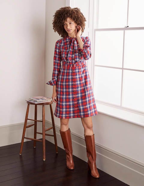 Elspeth Shirt Dress - Red and Ivory Check Elspeth Shirt Dress - Red and Ivory Check