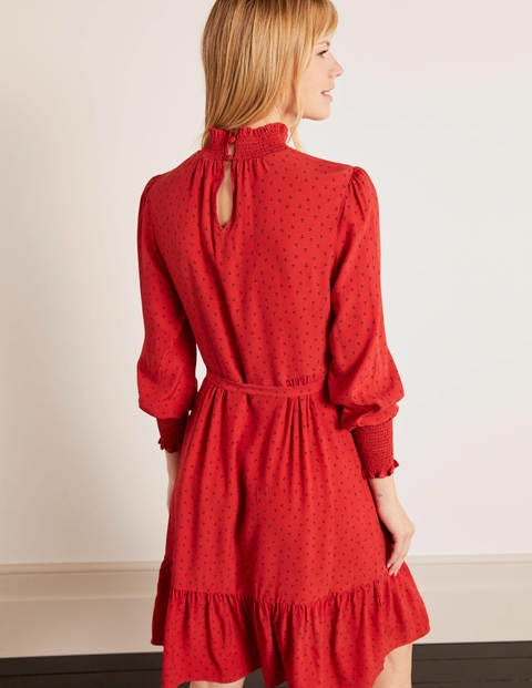 Carrie Smocked Dress - Poinsettia, Triple Spot Carrie Smocked Dress - Poinsettia, Triple Spot