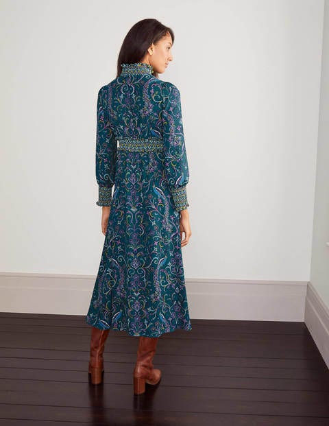 peacock midi dress