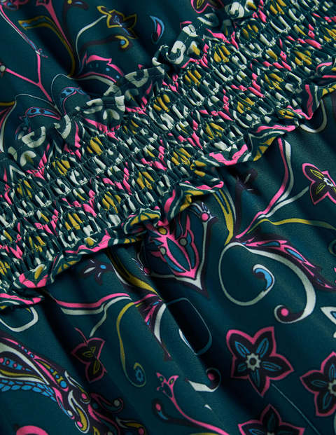 Robe midi Eda - Vert forêt profond, motif Fanciful Peacock Robe midi Eda - Vert forêt profond, motif Fanciful Peacock