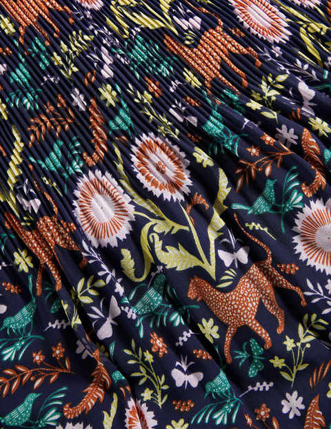 Nell Pleated Dress - Navy, Magical Garden Multi Nell Pleated Dress - Navy, Magical Garden Multi