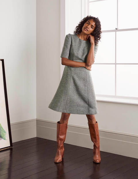 Eve British Tweed Dress - Large Grey and Ivory Eve British Tweed Dress - Large Grey and Ivory