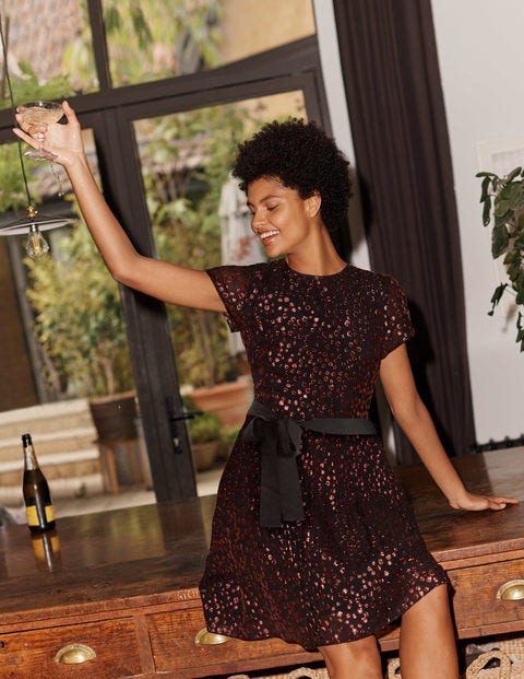 black and copper dress