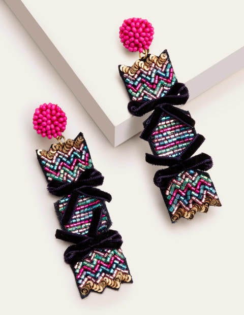 Christmas Sequin Earrings - Navy Christmas Sequin Earrings - Navy