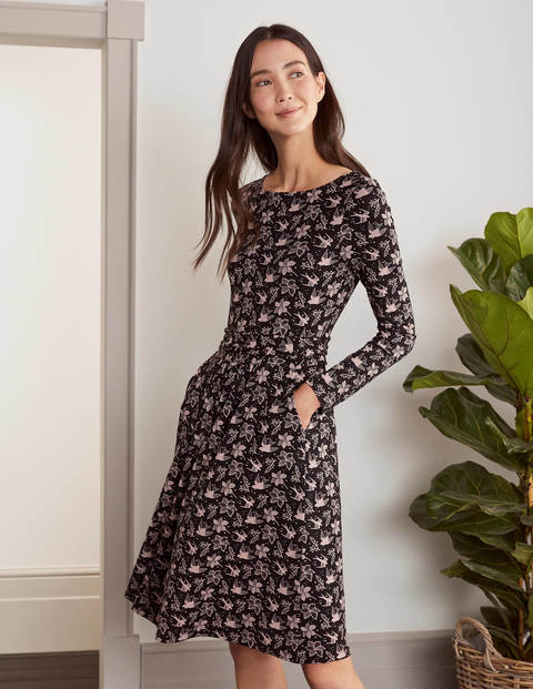 Abigail Jerseykleid - Schwarz, Magischer Vogel Abigail Jerseykleid - Schwarz, Magischer Vogel