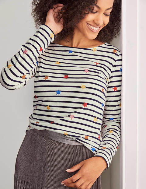 Christmas Breton - Multi Glitter Star on Stripe Christmas Breton - Multi Glitter Star on Stripe