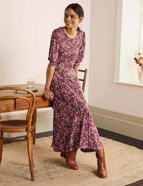 Caitlin Jersey-Midikleid - Roteiche, Leopardentupfen Caitlin Jersey-Midikleid - Roteiche, Leopardentupfen