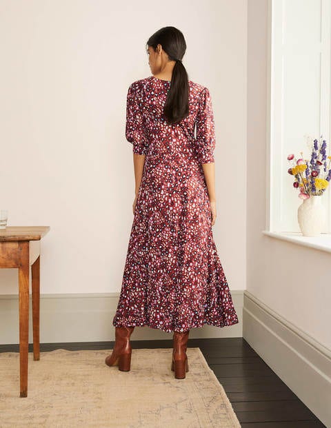 Caitlin Jersey-Midikleid - Roteiche, Leopardentupfen Caitlin Jersey-Midikleid - Roteiche, Leopardentupfen