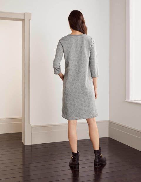 Hannah Sweatshirt-Kleid - Grau Meliert, Glitzernde Blätter Hannah Sweatshirt-Kleid - Grau Meliert, Glitzernde Blätter