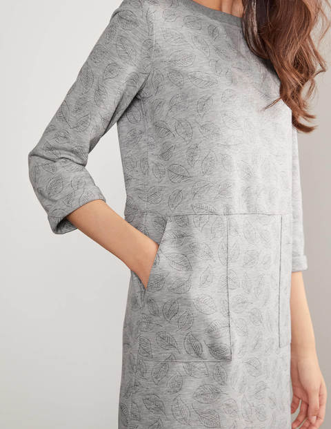 Hannah Sweatshirt-Kleid - Grau Meliert, Glitzernde Blätter Hannah Sweatshirt-Kleid - Grau Meliert, Glitzernde Blätter