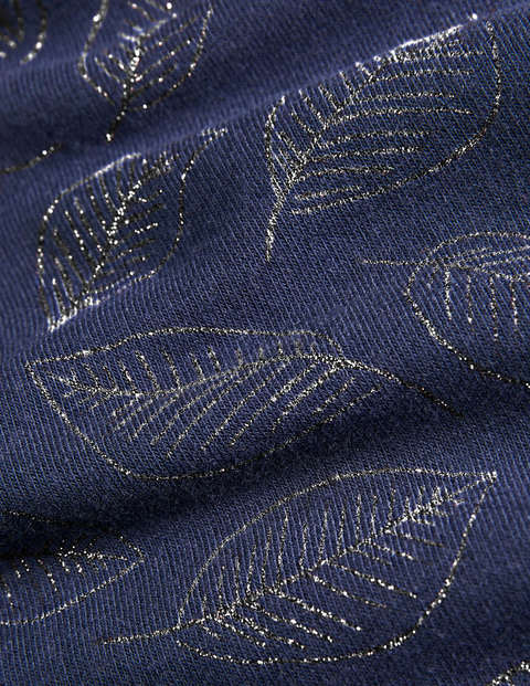 Hannah Sweatshirt-Kleid - Navy, Glitzernde Blätter Hannah Sweatshirt-Kleid - Navy, Glitzernde Blätter