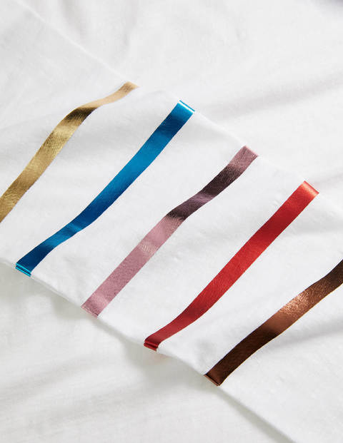 Lorna Baseball Jersey Tee - White, Multi Foil Stripe Lorna Baseball Jersey Tee - White, Multi Foil Stripe