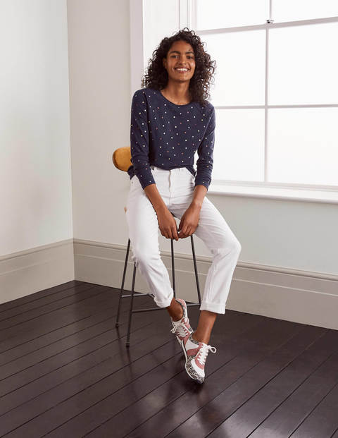 Lorna Baseball Jersey Tee - Navy, Metallic Multi Dot Lorna Baseball Jersey Tee - Navy, Metallic Multi Dot