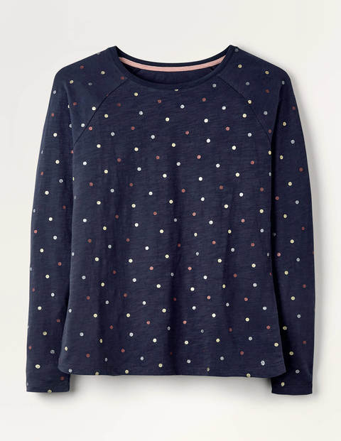 Lorna Baseball Jersey Tee - Navy, Metallic Multi Dot Lorna Baseball Jersey Tee - Navy, Metallic Multi Dot