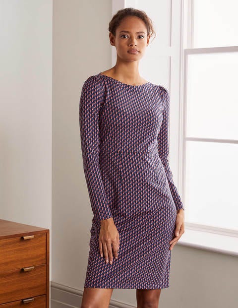Kathleen Jersey Dress - Blue Depths, Floral Bud Kathleen Jersey Dress - Blue Depths, Floral Bud