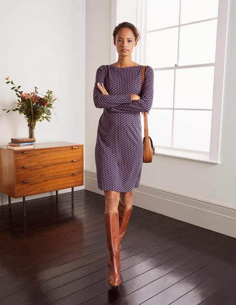 Kathleen Jersey Dress - Blue Depths, Floral Bud Kathleen Jersey Dress - Blue Depths, Floral Bud