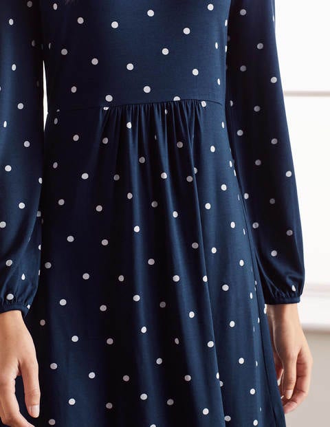 Hattie Jersey Dress - Navy and Ivory, Polka Dot Hattie Jersey Dress - Navy and Ivory, Polka Dot