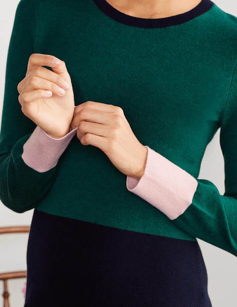 Frederica Knitted Dress - Deep Forest Colourblock Frederica Knitted Dress - Deep Forest Colourblock