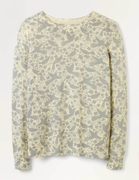 Pull col rond en cachemire - Ivoire, motif Magical Flight Pull col rond en cachemire - Ivoire, motif Magical Flight