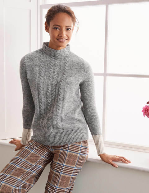 Edinburgh Fluffy Cable Jumper - Grey Melange Edinburgh Fluffy Cable Jumper - Grey Melange