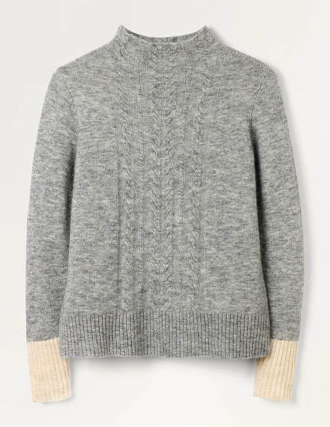 Edinburgh Fluffy Cable Jumper - Grey Melange Edinburgh Fluffy Cable Jumper - Grey Melange