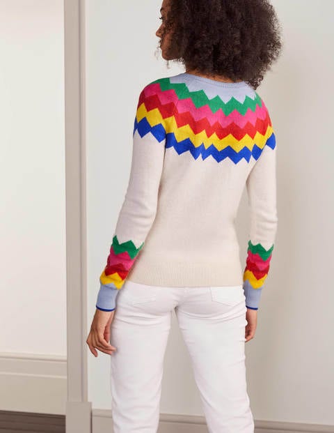 Rothesay Fair Isle Cardigan - Ecru Rainbow Chevron Rothesay Fair Isle Cardigan - Ecru Rainbow Chevron