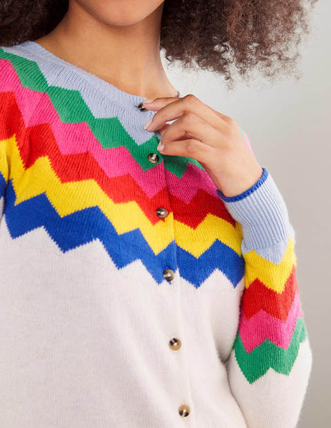 Rothesay Fair Isle Cardigan - Ecru Rainbow Chevron Rothesay Fair Isle Cardigan - Ecru Rainbow Chevron