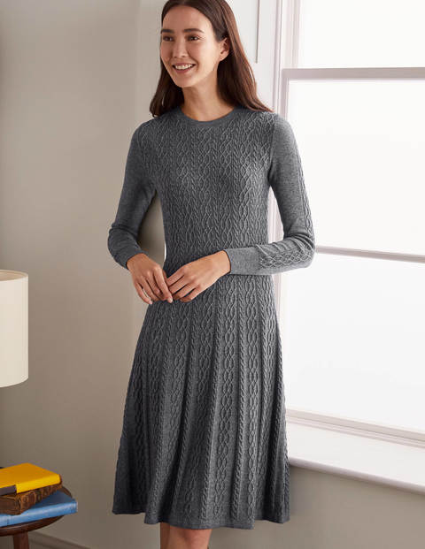 Erica Cable Knitted Dress - Grey Melange