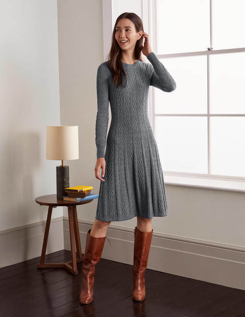 Erica Cable Knitted Dress - Grey Melange Erica Cable Knitted Dress - Grey Melange