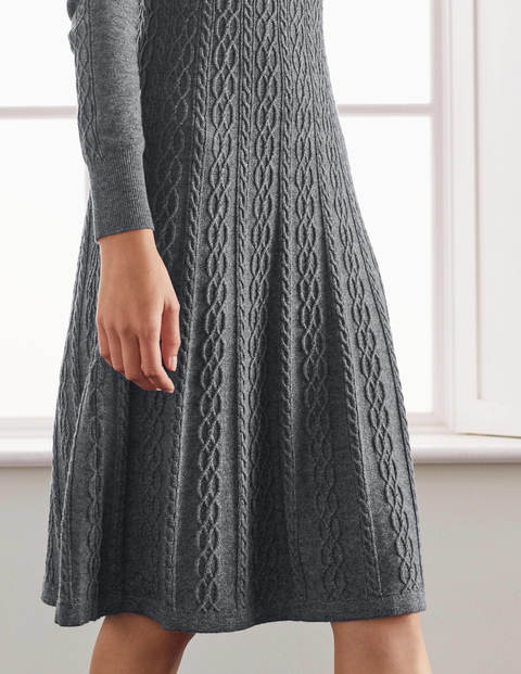 Erica Cable Knitted Dress - Grey Melange Erica Cable Knitted Dress - Grey Melange